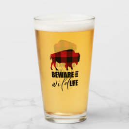 Copo De Pint Beware Wild Life Buffalo, Xadrez ID669