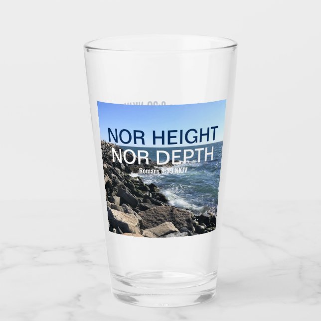 Copo De Pint Bíblia Inspiracional Verso Ondas do Azul-Mar (Frente)