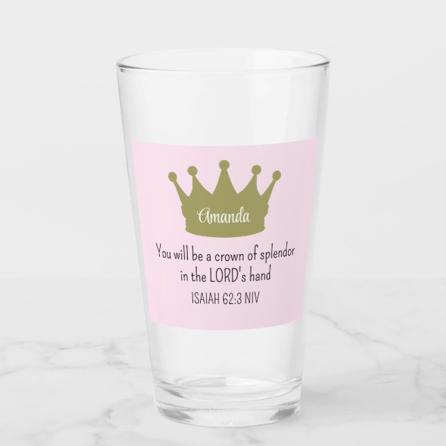 Copo De Pint Bíblia Versa Rosa claro de fé cristã (Frente)