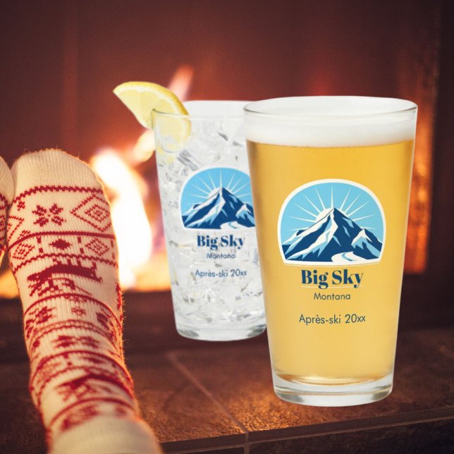 Copo De Pint Big sky Montana solitário Mountain ski après-ski (Criador carregado)