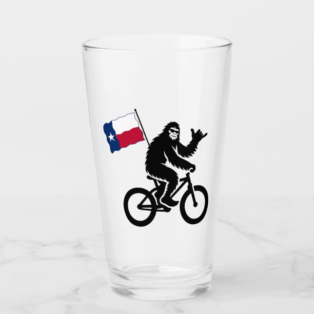 Copo De Pint Bigfoot Ciclista Bandeira do Texas (Frente)