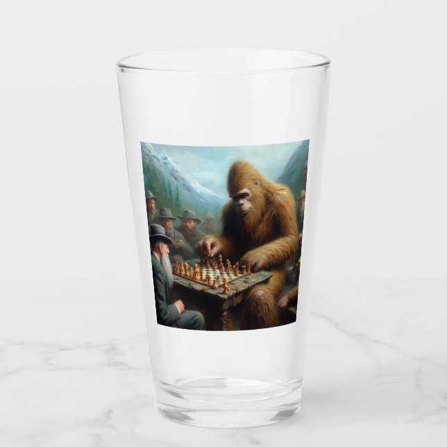 Copo De Pint Bigfoot Tocando Xadrez (Frente)