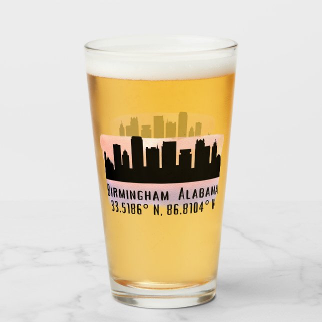 Copo De Pint Birmingham AL City Skyline (Frente (Preenchido))