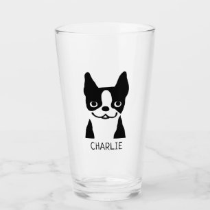 Copo De Pint Black and White Boston Terrier Personalizado