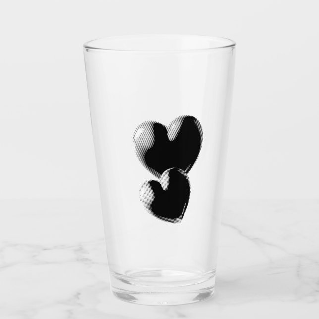 Copo De Pint Black Hearts Glass Cup (Frente)