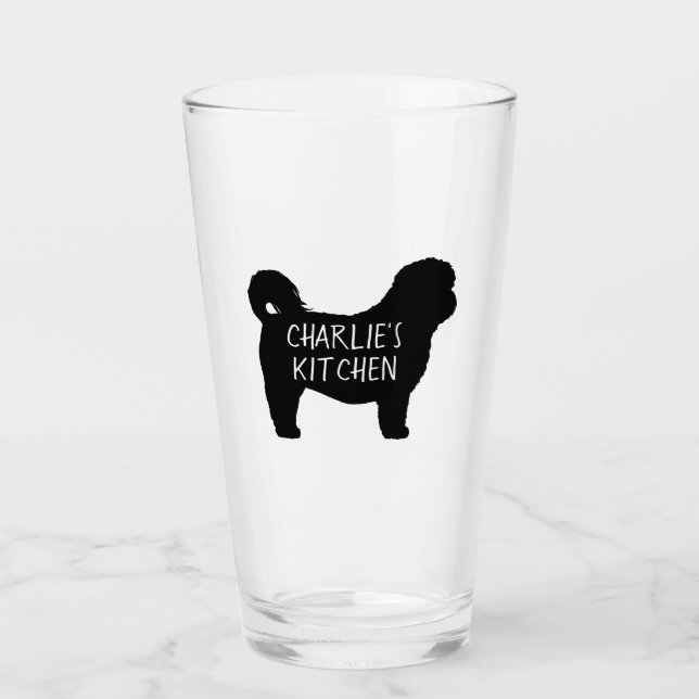 Copo De Pint Black Shih Tzu Dog Silhouette Personalizado (Frente)
