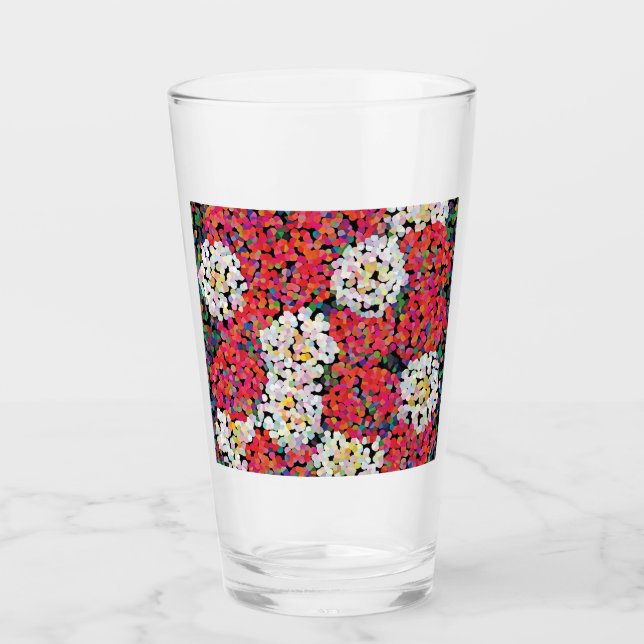 Copo De Pint Blogues Florais de Cristal Vermelho (Frente)