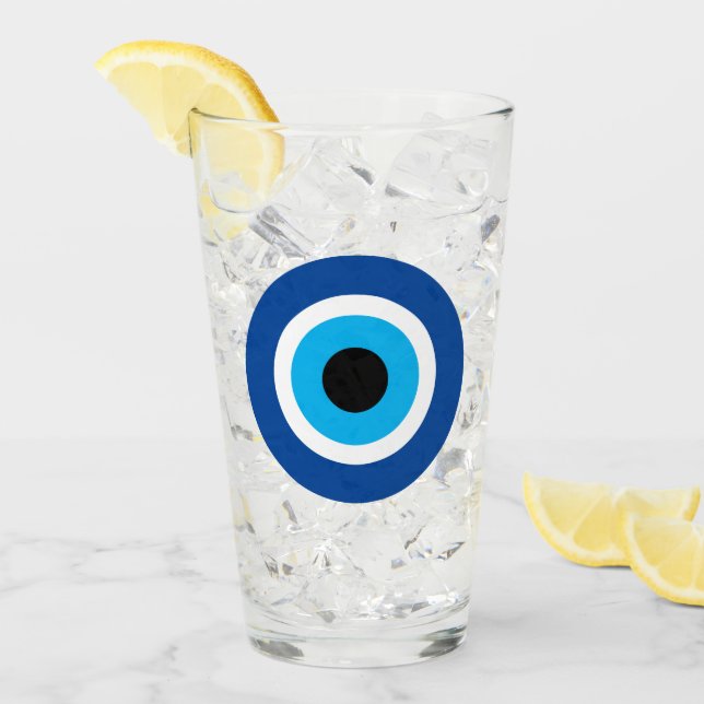 Copo De Pint Blue Mati Evil Eye Greek Symbol Drink Glass (Gelo frontal)