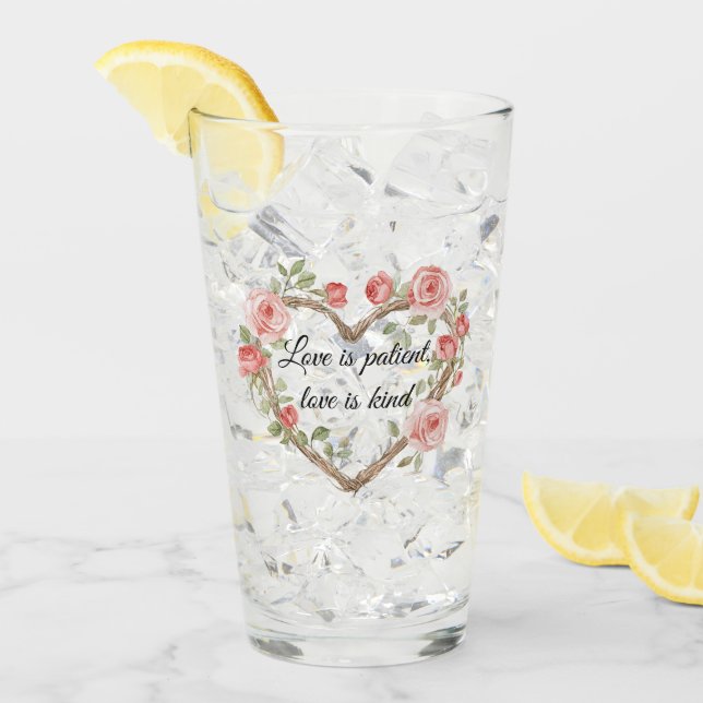 Copo De Pint Blush Romântico Rosa Floral Amor (Gelo frontal)