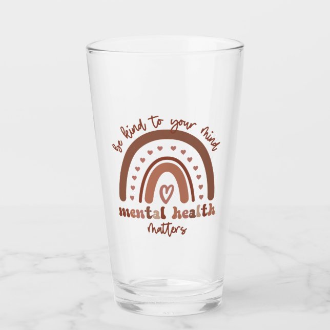 Copo De Pint Boho Rainbow Mental Health Seja gentil Com Sua Men (Frente)