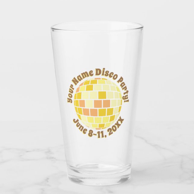 Copo De Pint Bola de Discoteca Retro Gold PERSONALIZADA (Frente)