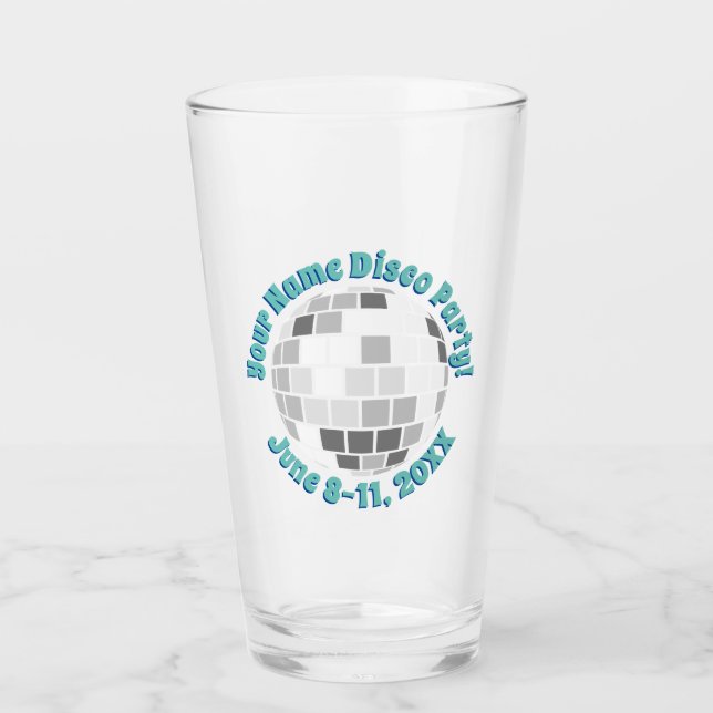 Copo De Pint Bola de Discoteca Retro PERSONALIZADA (Frente)
