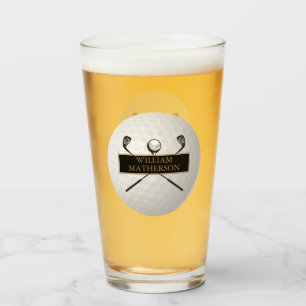Copo De Pint Bola de Golfe Clássica Preta e Dourada Personaliza
