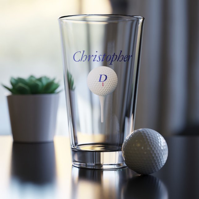 Copo De Pint Bola de Golfe no Vidro de Pintura Personalizada de (Personalized Pint Glass for the golfer in your life. Add their name)