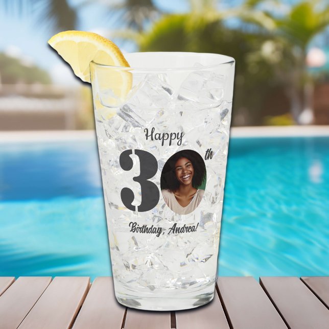 Copo De Pint Bold 30th Birthday Photo (Criador carregado)