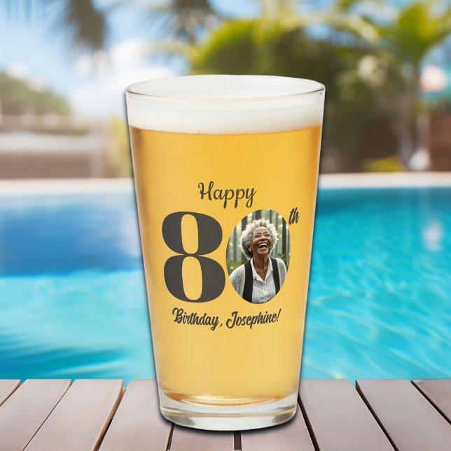 Copo De Pint Bold 80th Birthday Photo (Criador carregado)