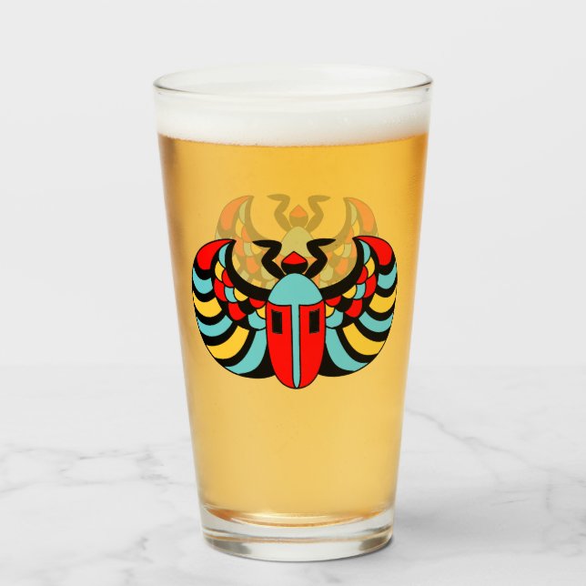 Copo De Pint Bold Abstrato egípcio Scarab Beetle (Frente (Preenchido))