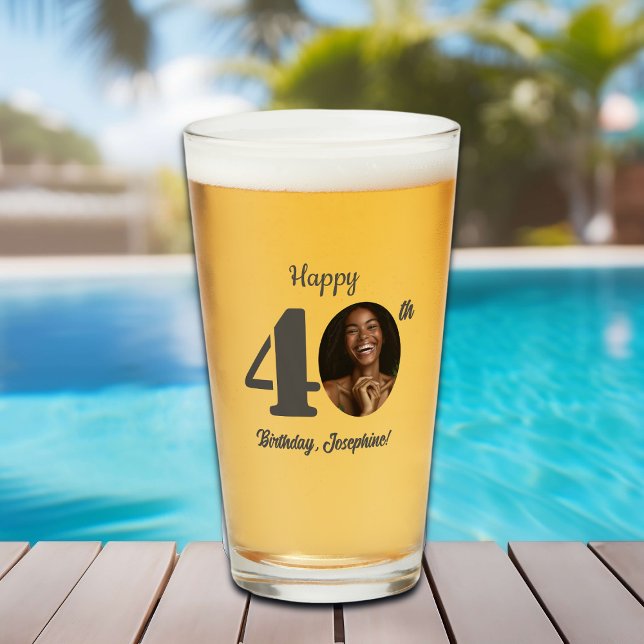 Copo De Pint Bold Happy 40th Birthday Photo (Criador carregado)