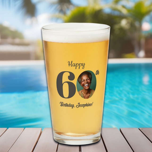Copo De Pint Bold Happy 60th Birthday Photo (Criador carregado)
