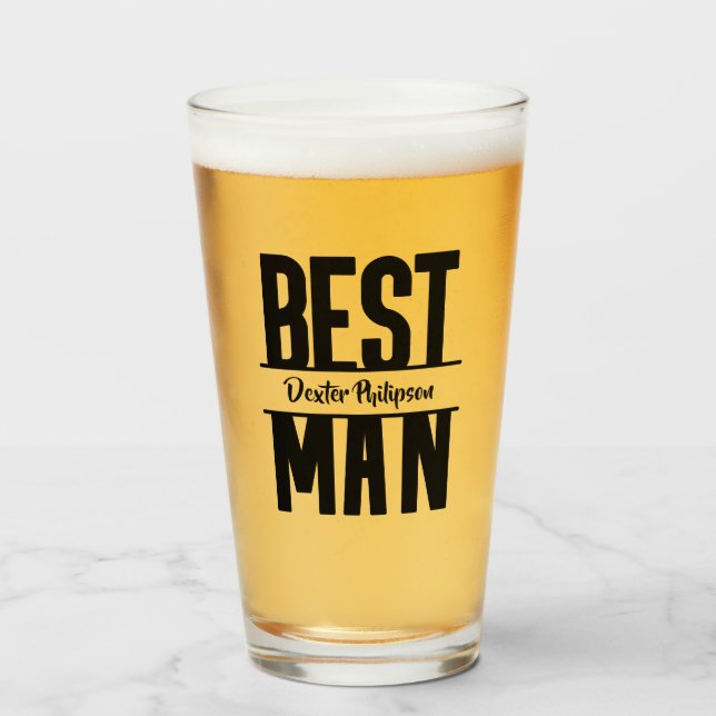 Copo De Pint Bold Letters Best Man Add Name (Frente (Preenchido))