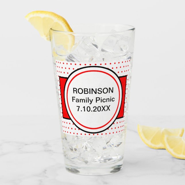 Copo De Pint Bolinhas Vermelhas Picnic da família (Gelo frontal)