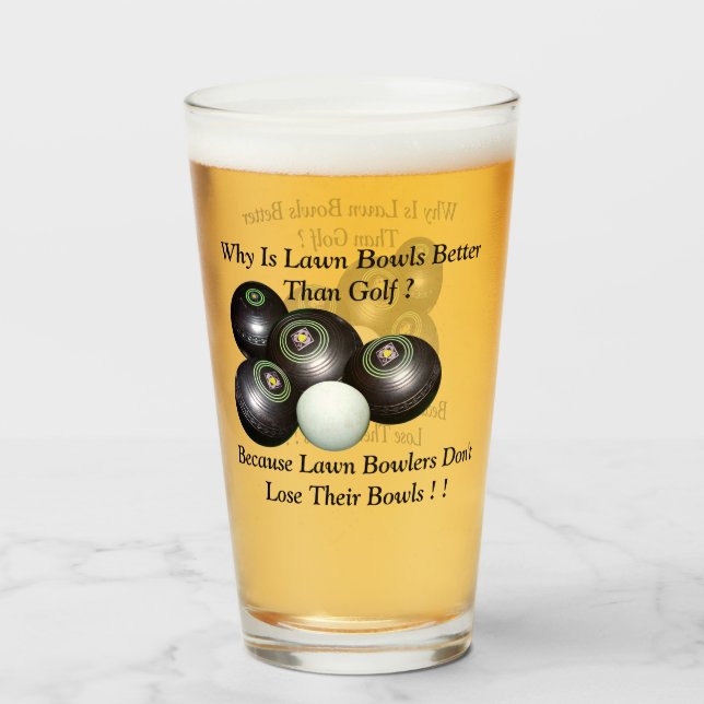 Copo De Pint Bolinhos Engraçados Versus Design de Golfe. (Traseira (Preenchido))