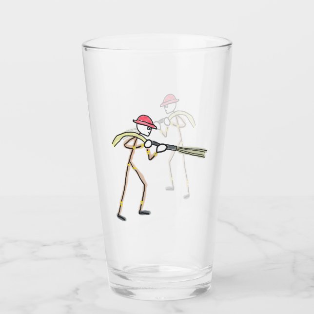 Copo De Pint Bombeiro Stickman (Frente)