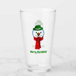Copo De Pint Boneco de Neve Alegre com seu Cachecol Vermelho