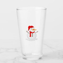 Copo De Pint Boneco de Neve Feliz com um Chapéu de Papai Noel