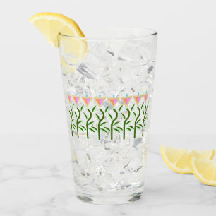 Copo De Pint Bonito borda das flores rosa e menta