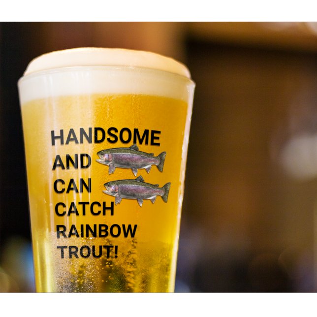 Copo De Pint Bonito e Capaz de Capturar Truta Arco-Íris (Funny rainbow trout fishing gift beer glass for man cave.)