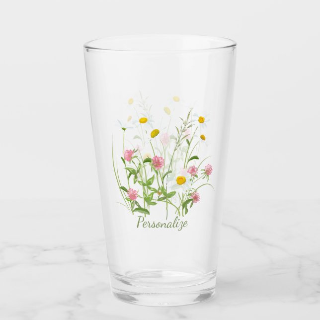 Copo De Pint Bonito Flores Selvagens Rosa-de-cravo (Frente)
