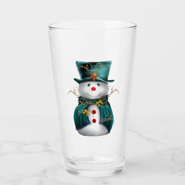 Copo De Pint Bonito Natal Verde Snowman (Frente)