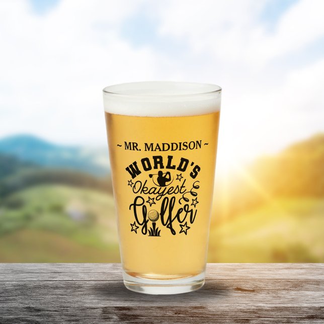 Copo De Pint Bonito Okayest Golfer Gag Gift Personalizado (Criador carregado)