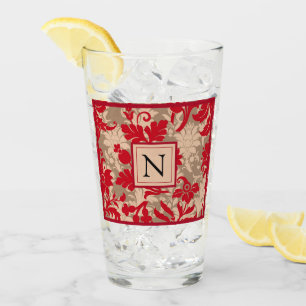 Copo De Pint Bonito Red Tan Damask Country Farmhouse