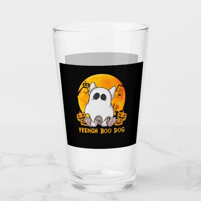 Copo De Pint Boo Bulldog com Pumpkin Spider e Lua (Frente)