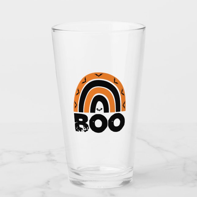Copo De Pint Boo com Bats Voadores e Arco-íris (Frente)