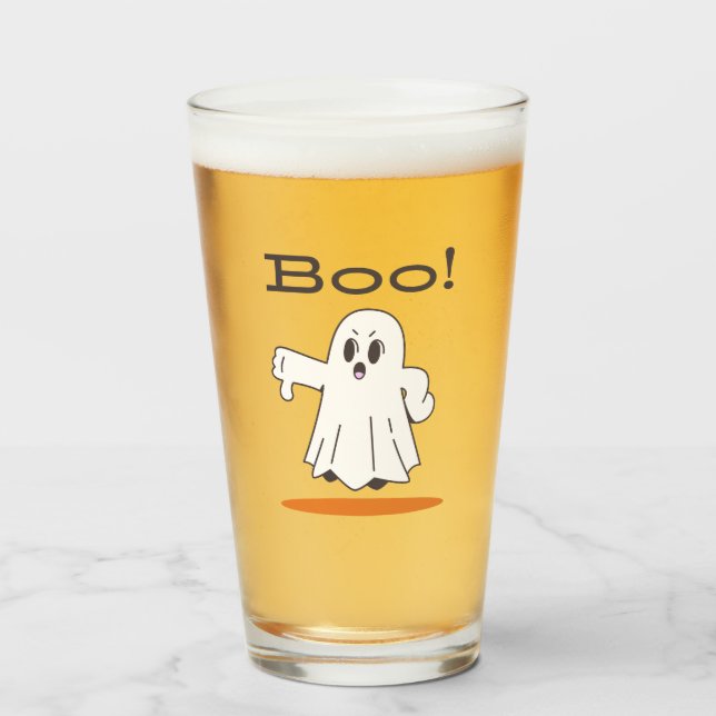 Copo De Pint Boo! Cute Ghost Funny Halloween Pint Glass (Frente (Preenchido))