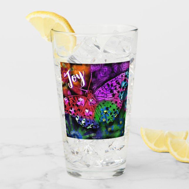 Copo De Pint Borboleta abstrato Borboleta Joy Borboletas Vermel (Gelo frontal)