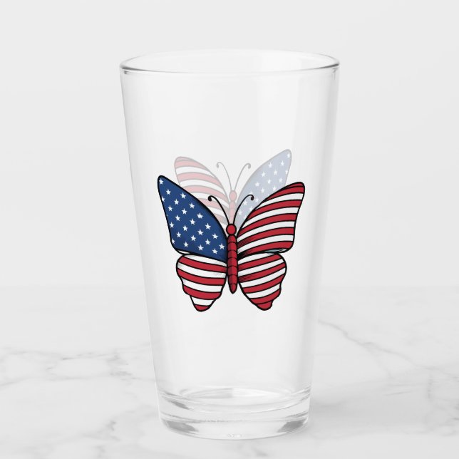 Copo De Pint Borboleta EUA Flag Sublimation-62614 (Frente)