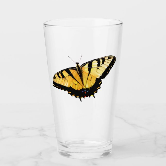 Copo De Pint Borboleta Swallowtail de Vidro de 16 oz (Frente)