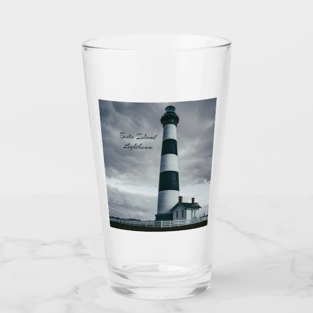 Copo De Pint Bordie Island Lighthouse preto e branco (Frente)
