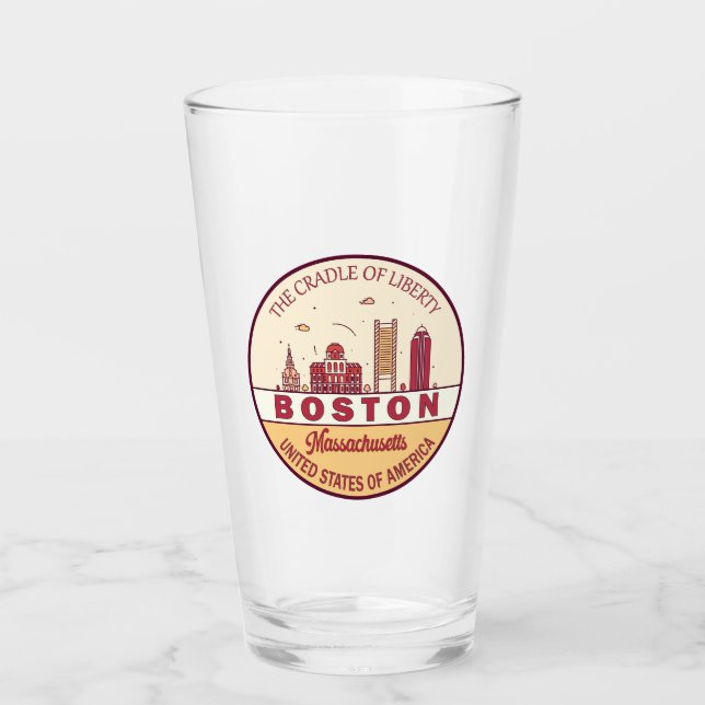Copo De Pint Boston Massachusetts Skyline Emblem (Frente)