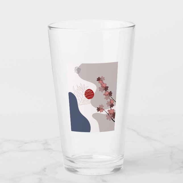 Copo De Pint Botânico Boho Azul Magenta (Frente)