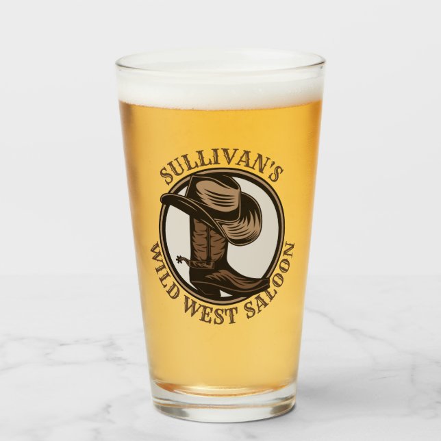 Copo De Pint Botas de cowboy ocidentais e selvagens personaliza (Frente (Preenchido))