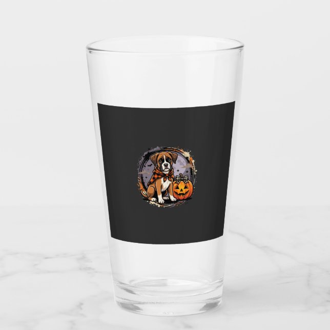 Copo De Pint Boxer Dog Halloween Abóbora Sublimação (Frente)