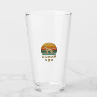 Copo De Pint Boxer Mãe Cachorro Retro Pôr do Sol Pegadas_1
