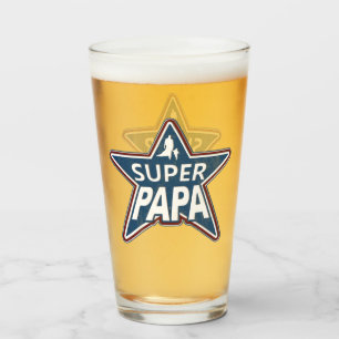 Copo De Pint Branco da papá super e azul vermelhos