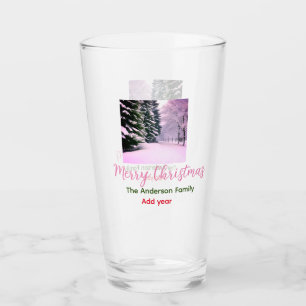 Copo De Pint Branco rosa neve feliz natal adicionar nome da fam