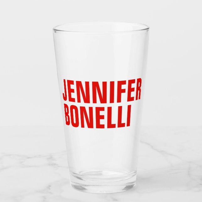 Copo De Pint Branco vermelho-vermelho-preto moderno e profissio (Frente)